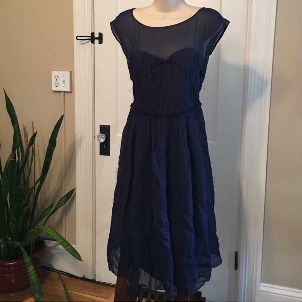 Boden Delicate Navy Blue cocktail Eva Dress size 8 L - Picture 2 of 7